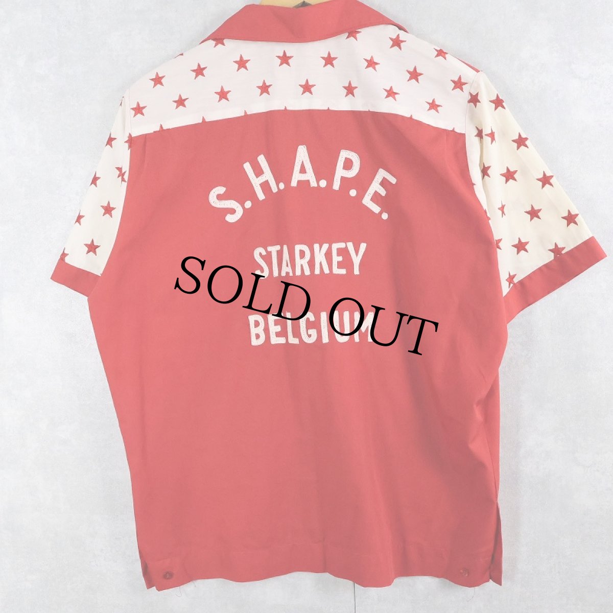 画像2: 70's King Louie 星柄切り替え チェーン刺繍 ボウリングシャツ M (2)