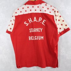 画像2: 70's King Louie 星柄切り替え チェーン刺繍 ボウリングシャツ M (2)