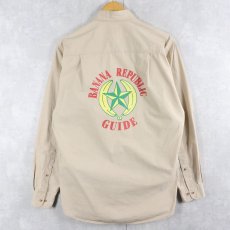 画像1: 80's BANANA REPUBLIC プリント コットンサファリシャツ M (1)