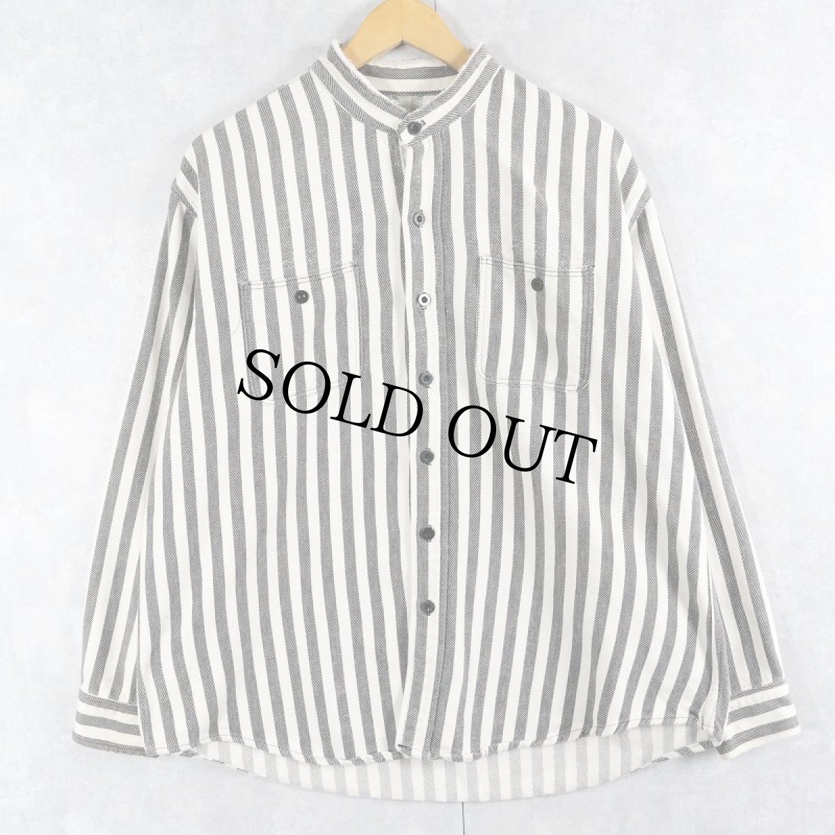 画像1: ストライプ柄 ヘビーネルシャツ (1)