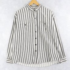 画像1: ストライプ柄 ヘビーネルシャツ (1)