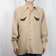 画像2: 40's B.V.D. レーヨンオープンカラーウエスタンシャツ SIZE3 (2)