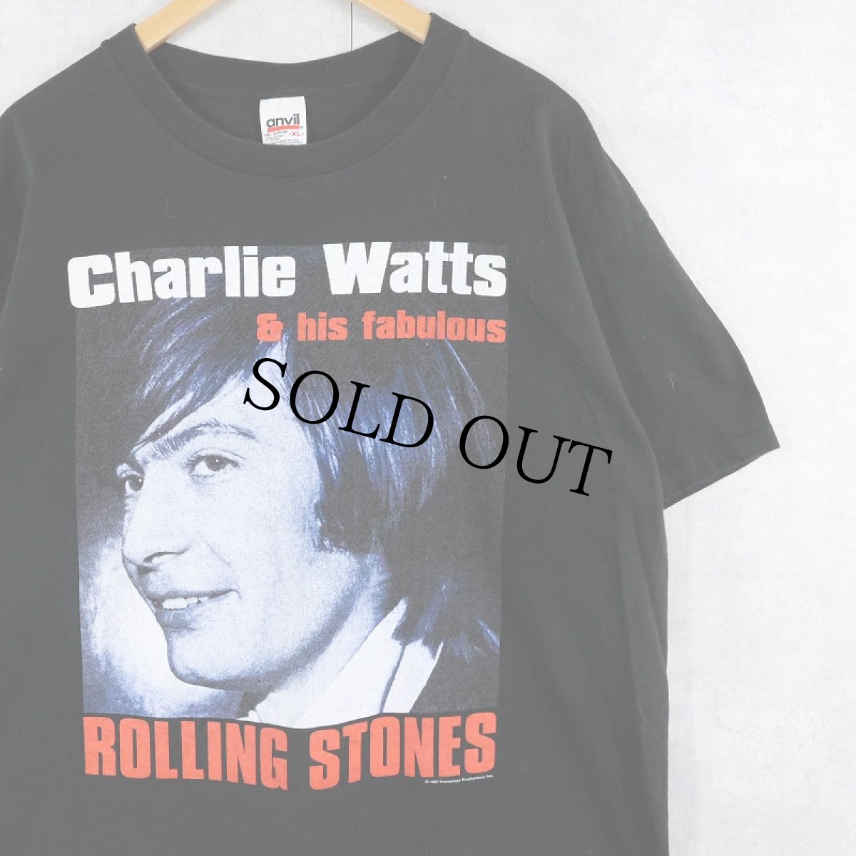 画像1: 1997 The Rolling Stones USA製 "charlie watts" ドラマープリントTシャツ BLACK XL (1)
