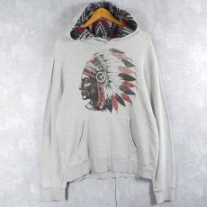 画像1: DENIM & SUPPLY RALPH LAUREN インディアンヘッド プリントスウェットフーディー L (1)