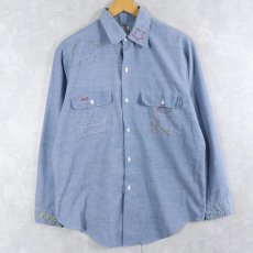 画像1: 70's BIG MAC JCPenney ハンド刺繍 シャンブレーワークシャツ M (1)