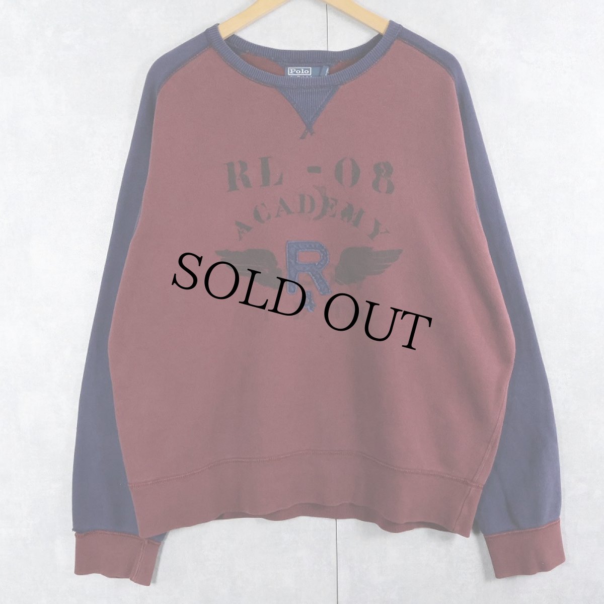 画像1: POLO Ralph Lauren 両Ｖ フリーダムスリーブ プリント/ワッペン付きスウェット XXL (1)