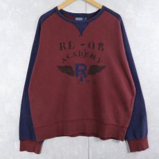 画像1: POLO Ralph Lauren 両Ｖ フリーダムスリーブ プリント/ワッペン付きスウェット XXL (1)