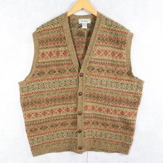 画像1: 80〜90's L.L.Bean SCOTLAND製 フェアアイル柄 ウールベスト L (1)