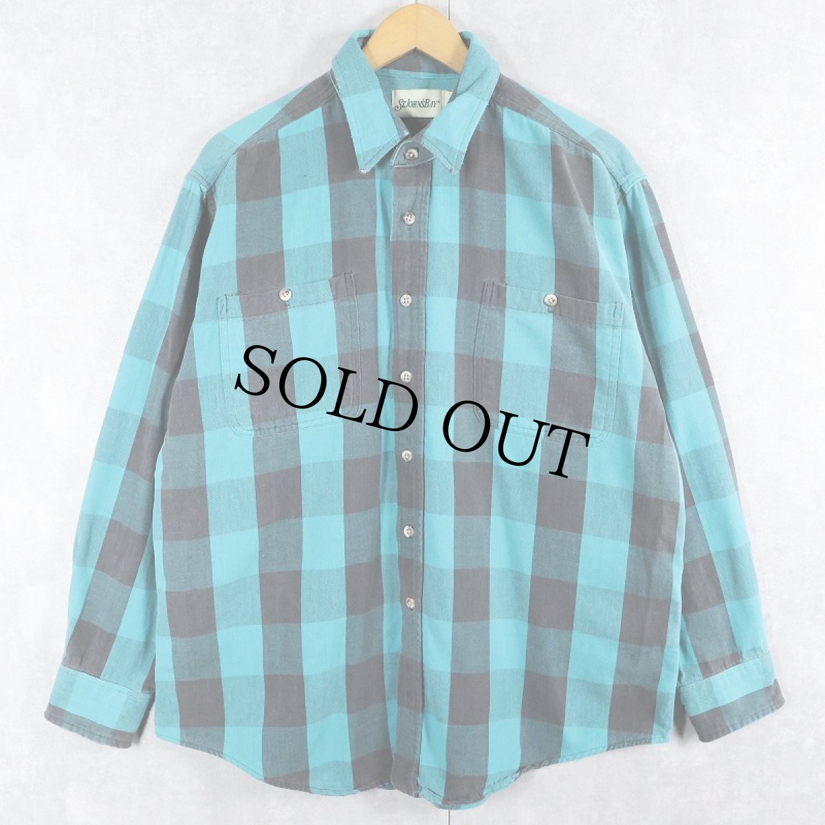 画像1: 90's ST.JOHN'S BAY バッファローチェック柄 ヘビーネルシャツ XL (1)