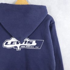 画像1: 80's Karl Kuemmerling USA製 "Lewis Tree Service, Inc." ダブルフェイス プリントスウェットフーディー NAVY S (1)