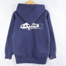 画像2: 80's Karl Kuemmerling USA製 "Lewis Tree Service, Inc." ダブルフェイス プリントスウェットフーディー NAVY S (2)