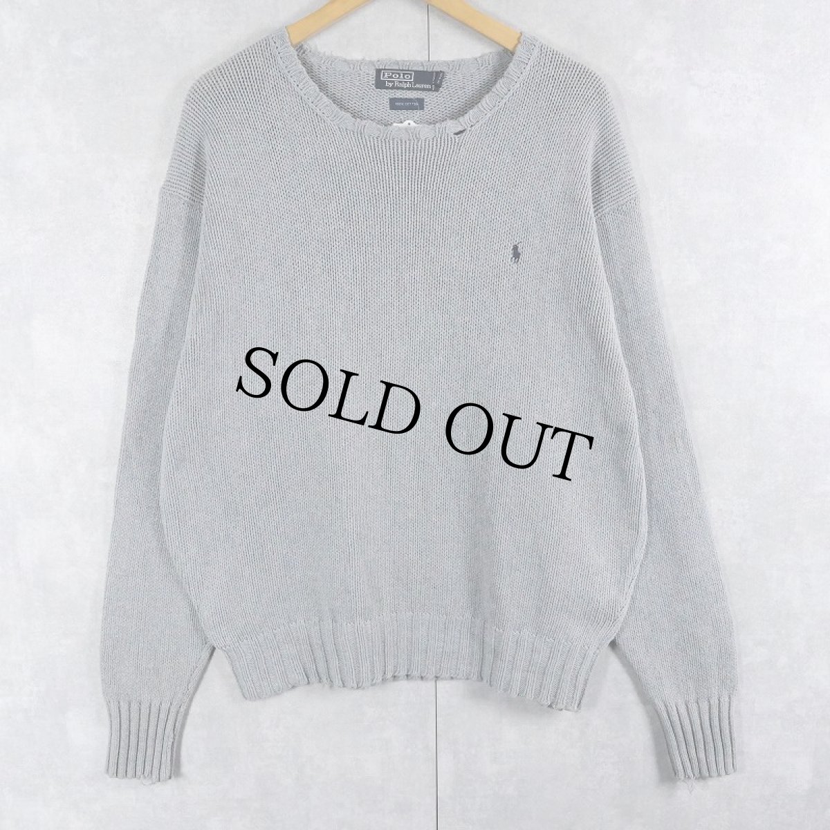 画像1: POLO Ralph Lauren ロゴ刺繍 コットンニットセーター M (1)
