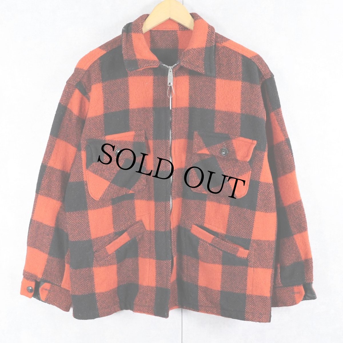 画像1: 60〜70's バッファローチェック柄 ウールジップジャケット (1)