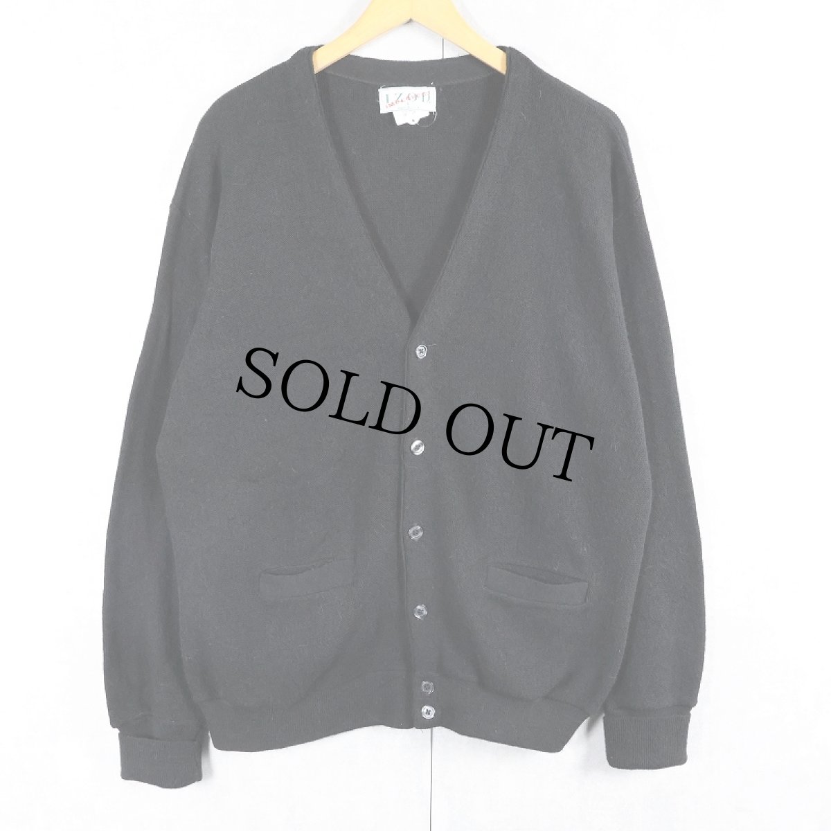 画像1: IZOD USA製 アクリルニットカーディガン BLACK L (1)