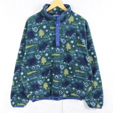 画像1: 80〜90's L.L.Bean 総柄 ハーフスナップフリースジャケット (1)