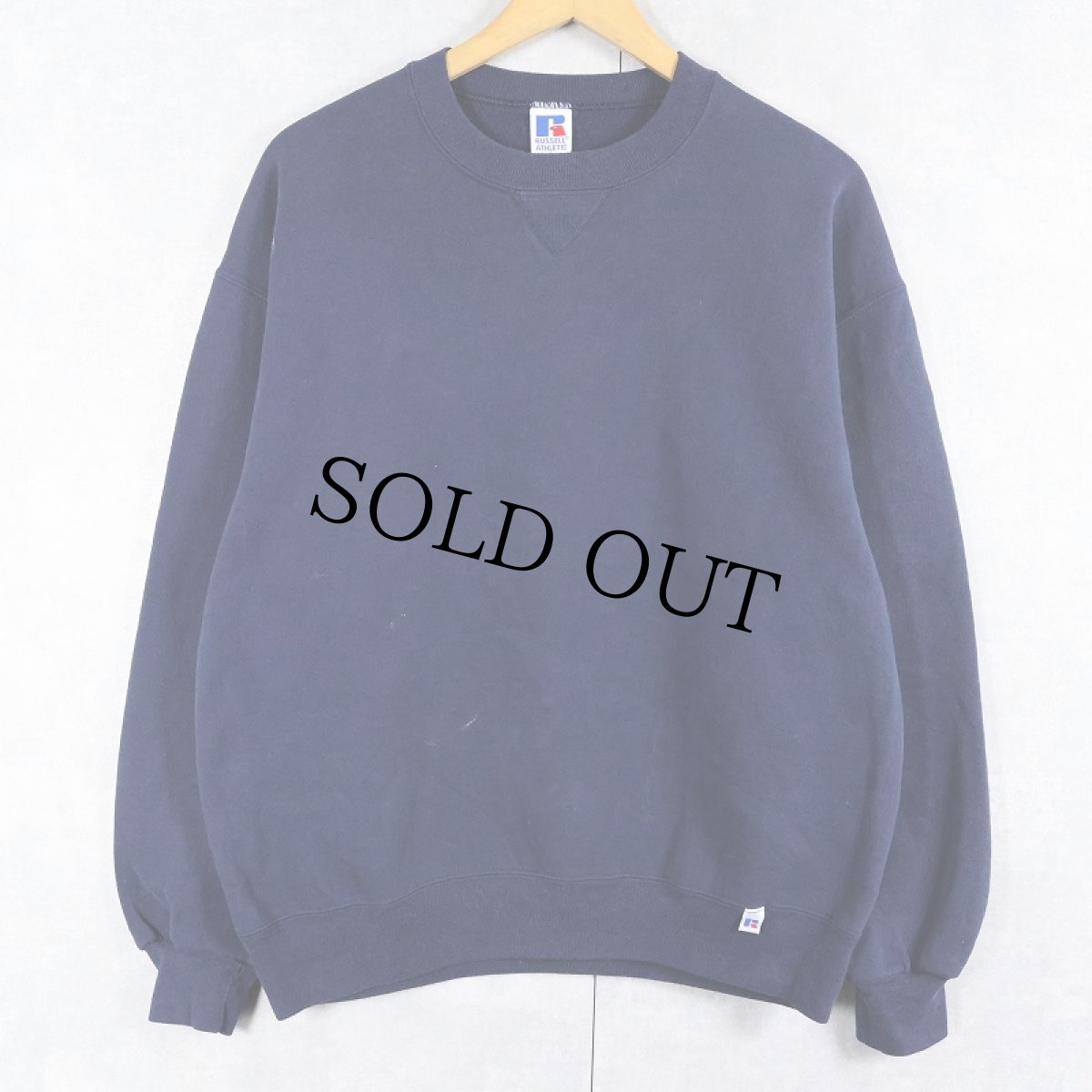 画像1: 90's RUSSELL ATHLETIC USA製 前V 無地スウェット NAVY L (1)