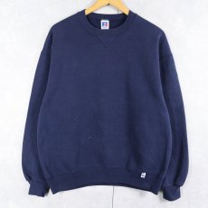 画像1: 90's RUSSELL ATHLETIC USA製 前V 無地スウェット NAVY L (1)