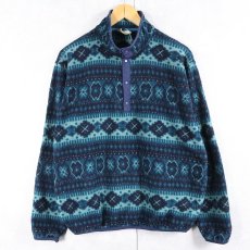 画像1: 80〜90's L.L.Bean ノルディック柄 ハーフスナップ フリースジャケット (1)