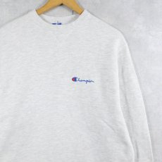 画像1: 80〜90's Champion 青刺繍タグ 中期 USA製 ロゴ刺繍 前Vスウェット XL (1)