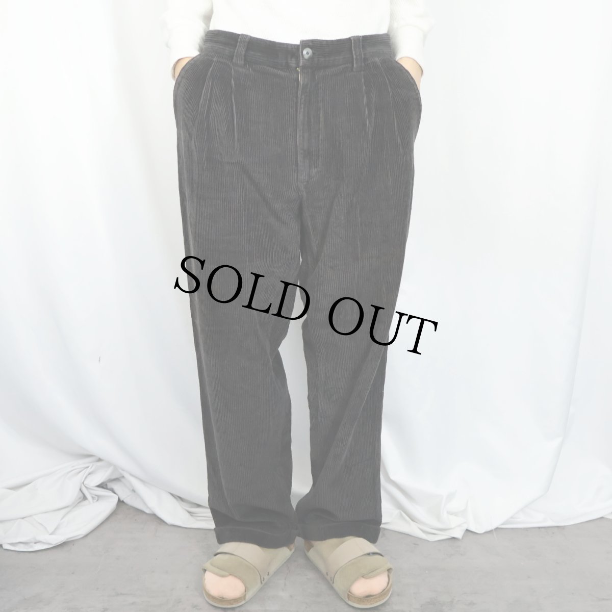 画像3: ST.JOHN'S BAY 2タックコーデュロイパンツ BLACK W35 (3)