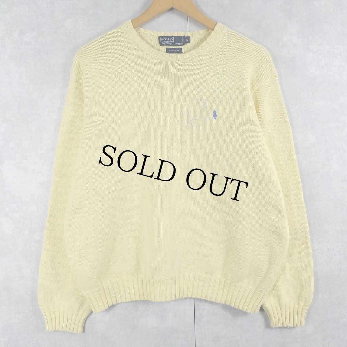 画像1: POLO Ralph Lauren ロゴ刺繍 コットンニットセーター L (1)
