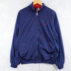 画像2: 90〜2000's NIKE ロゴ刺繍 トラックジャケット NAVY M (2)