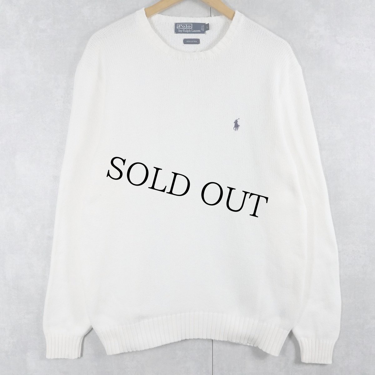 画像1: POLO Ralph Lauren ロゴ刺繍 コットンニットセーター L (1)