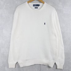 画像1: POLO Ralph Lauren ロゴ刺繍 コットンニットセーター L (1)