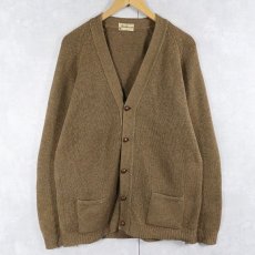 画像1: 70〜80's Tailteann IRELAND製 エルボーパッチ付き ラムウールニットカーディガン (1)