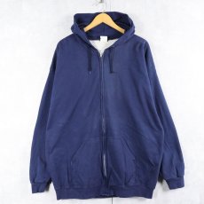 画像1: 80's ACE SPORTSWEAR USA製 裏サーマル スウェットジップパーカー NAVY 2XL (1)