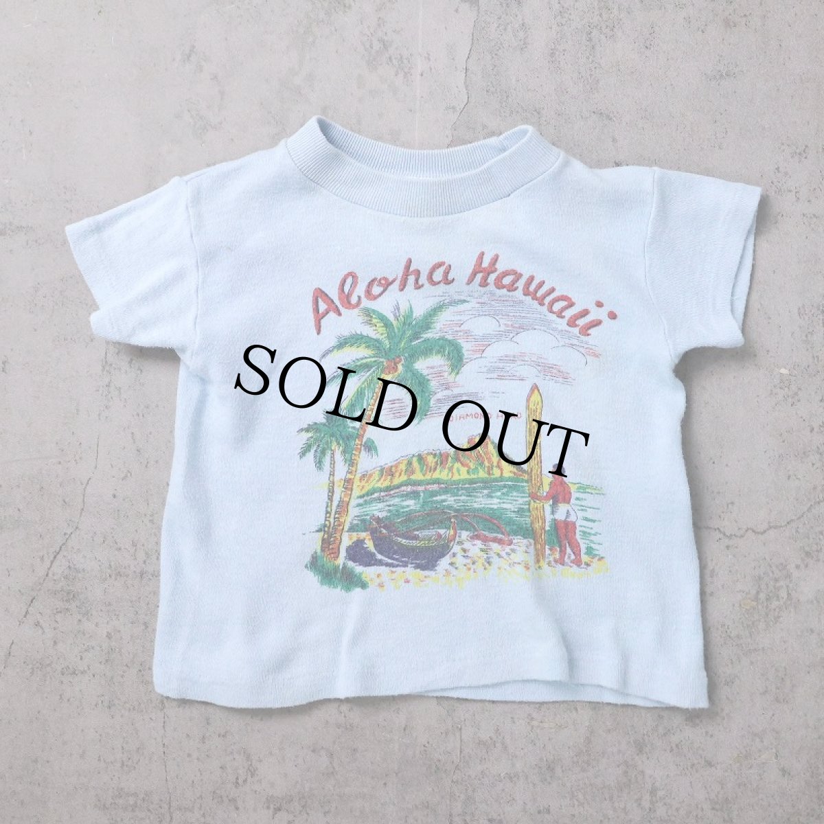 画像1: 40〜50's TUFF WEAR "Aloha Hawaii" 染み込みプリントTシャツ KIDS SIZE (1)