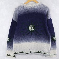 画像1: ネイティブ柄 ロールネック ウールニットセーター (1)