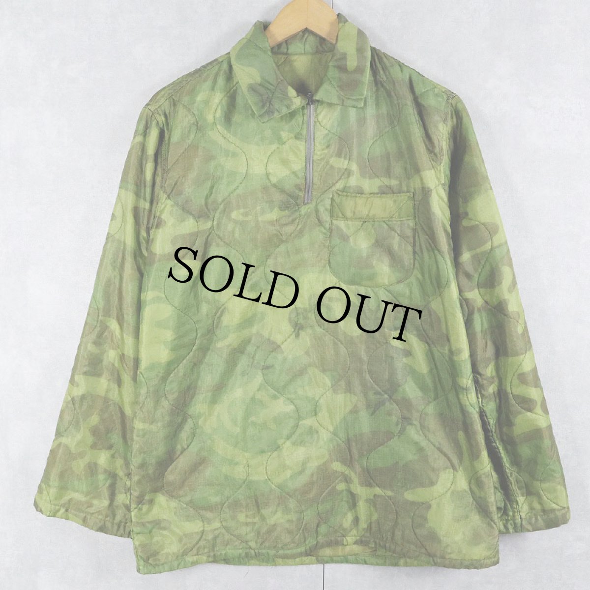 画像1: 60〜70's カモ柄 ハーフジップ キルティングプルオーバージャケット (1)