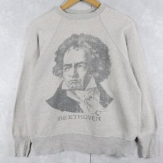 画像1: 60's THREE B's "BEETHOVEN" 脇下三角ガゼット 染み込みプリントラグランスウェット (1)