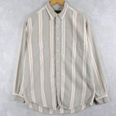 画像1: 80〜90's Eddie Bauer ストライプ柄 コットンボタンダウンシャツ M (1)