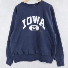 画像1: 90〜2000's Champion REVERSE WEAVE "IOWA" プリントスウェット NAVY (1)