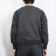 画像3: 60's "PHILLIPS BLACKHAWKS" 脇下三角ガゼット カラーフロッキープリントラグランスウェット BLACK (3)