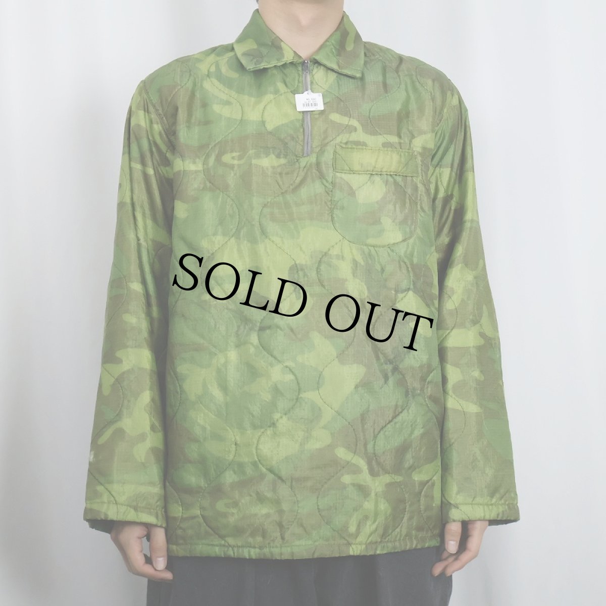 画像2: 60〜70's カモ柄 ハーフジップ キルティングプルオーバージャケット (2)