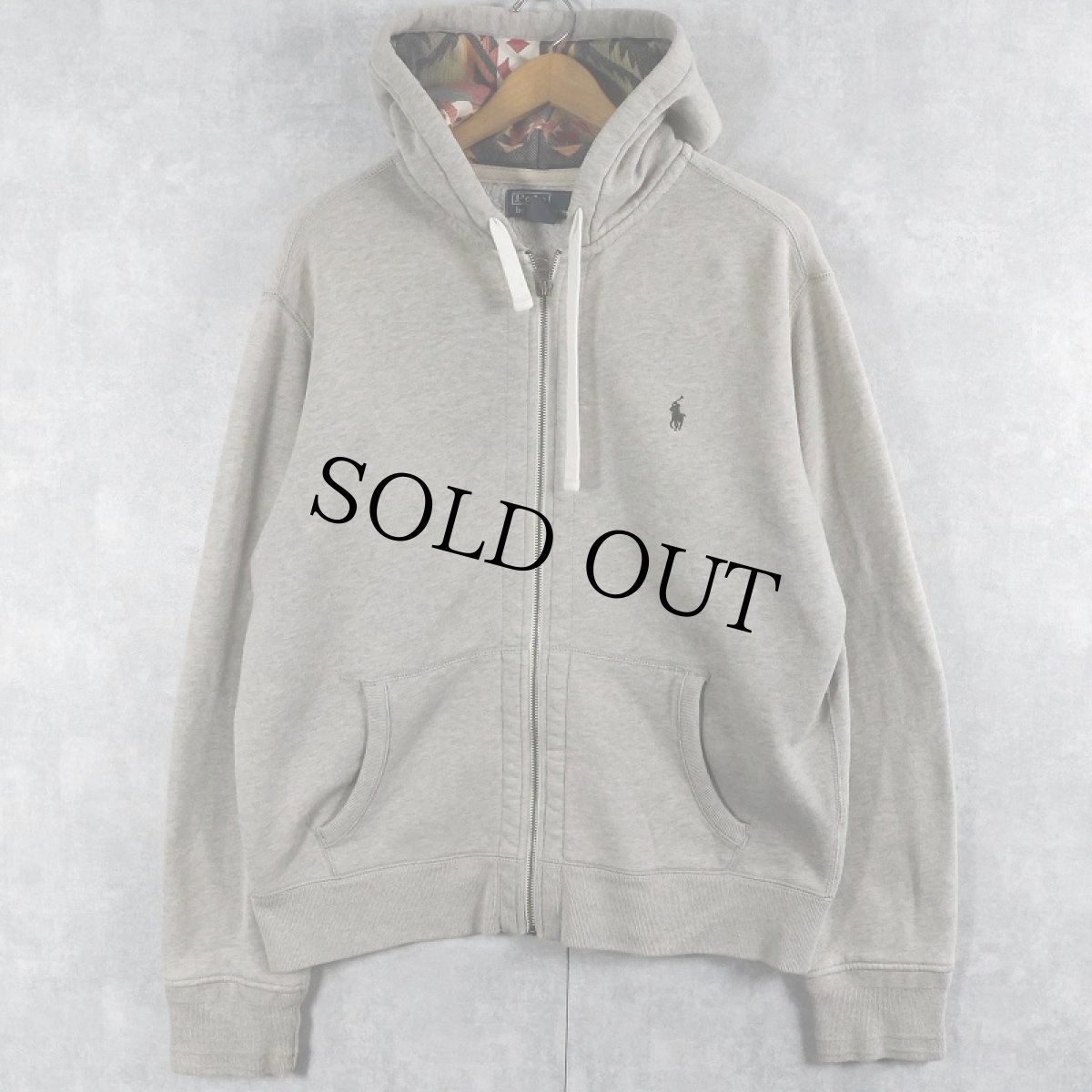 画像1: POLO Ralph Lauren ネイティブ柄切り替え スウェットジップパーカー L (1)