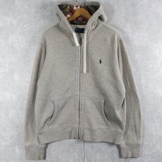 画像1: POLO Ralph Lauren ネイティブ柄切り替え スウェットジップパーカー L (1)