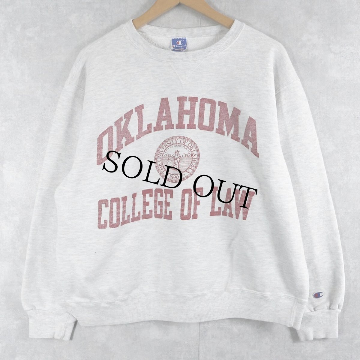 画像1: 80〜90's Champion 青刺繍タグ 中期 USA製 "OKLAHOMA" プリントスウェット XXL (1)