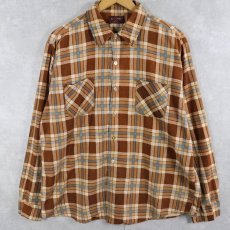 画像1: 70's KINGSPORT チェック柄 ライトネルシャツ XL (1)