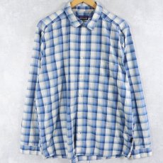 画像1: Patagonia オンブレーチェック柄 ナイロン×ポリエステルシャツ L (1)