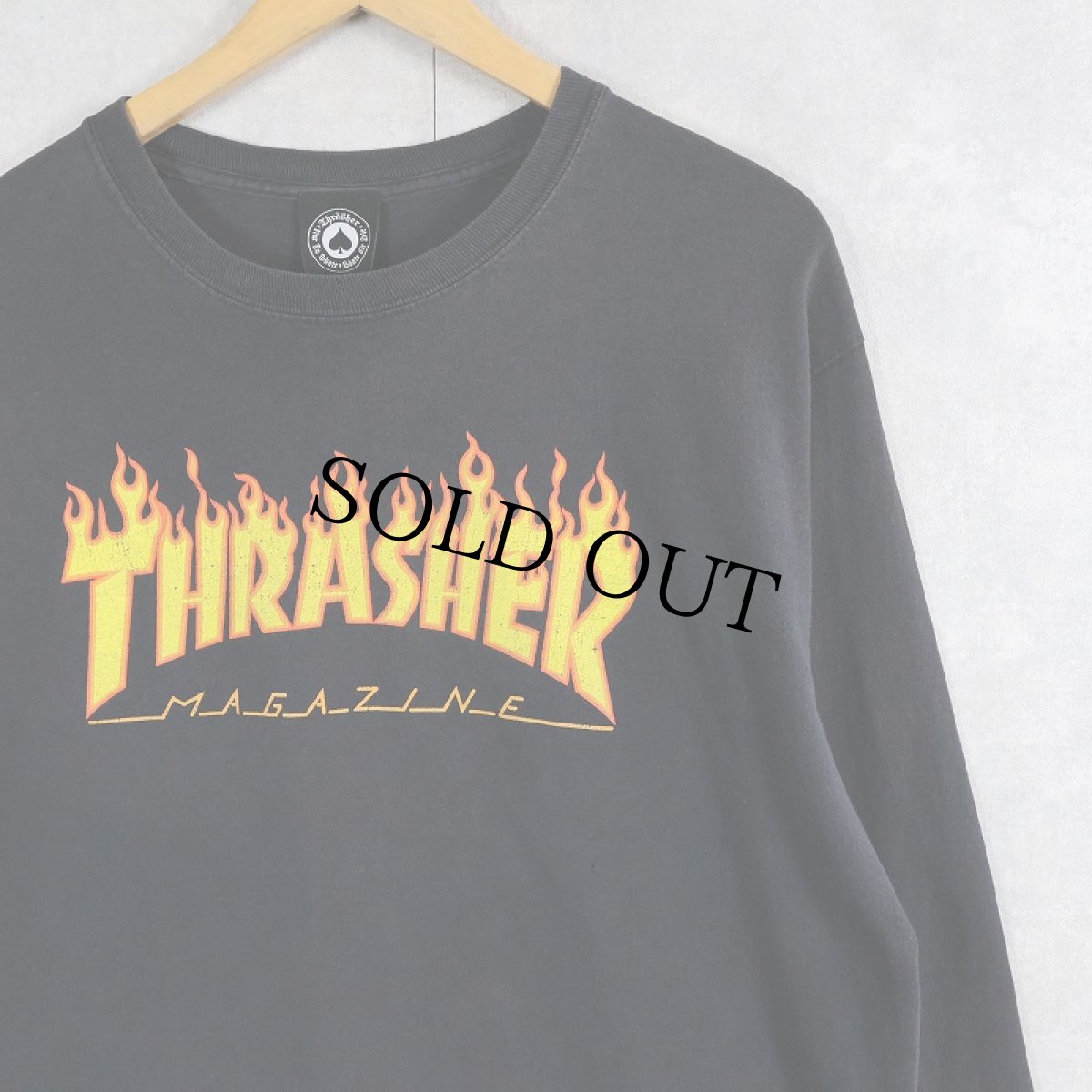 画像1: THRASHER ロゴプリントロンT BLACK L (1)