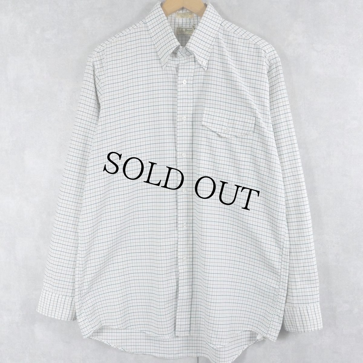 画像1: 80's L.L.Bean USA製 タッタソールチェック柄 コットンポリ ボタンダウンシャツ SIZE16 1/2-35 (1)