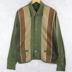 画像1: 60〜70's Orlon by CAMPUS USA製 切り替えデザイン アクリルニットカーディガン M (1)