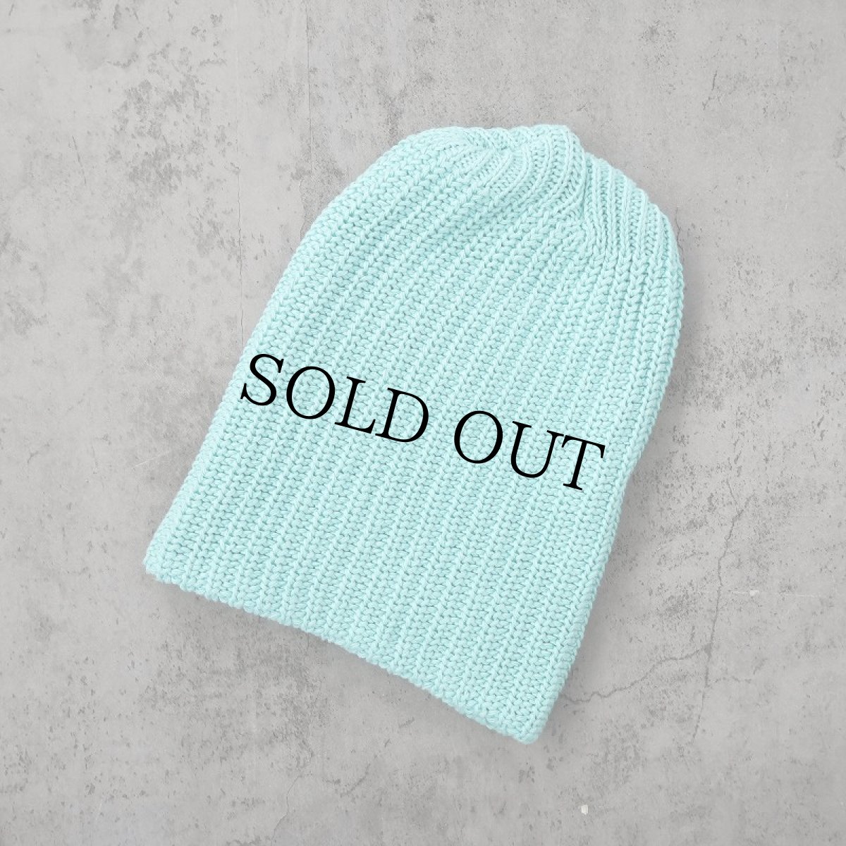 画像1: COLUMBIA KNIT USA製 ロングコットンウォッチキャップ AQUA (1)