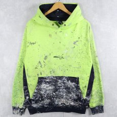 画像1: JACKEROO ペンキペイント 2トーン スウェットフーディー M (1)