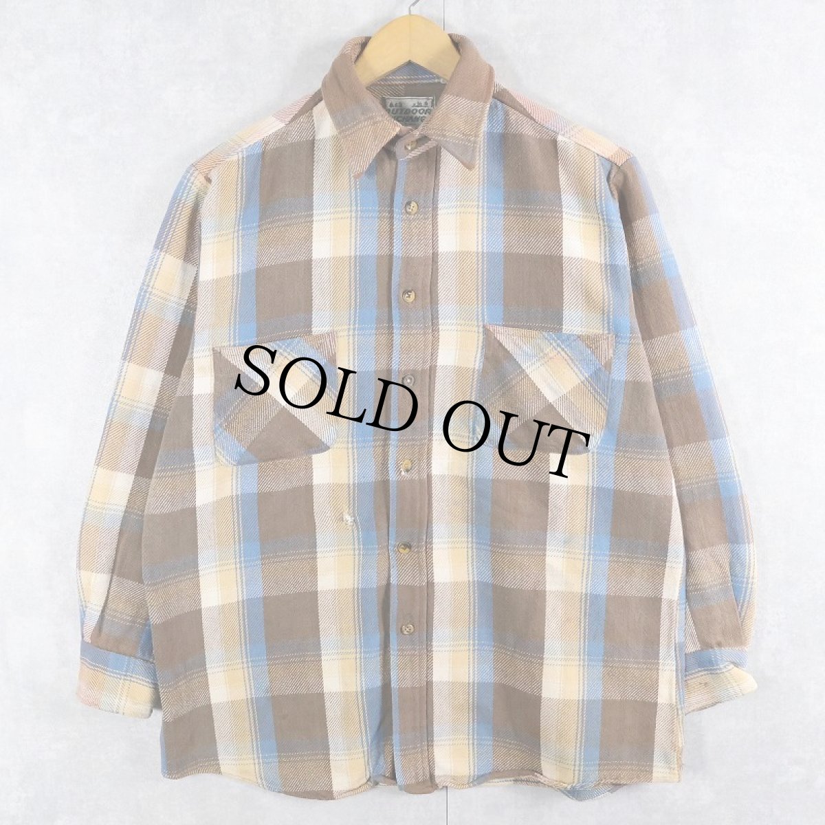 画像1: 80〜90's OUTDOOR EXCHANGE チェック柄 ヘビーネルシャツ L (1)
