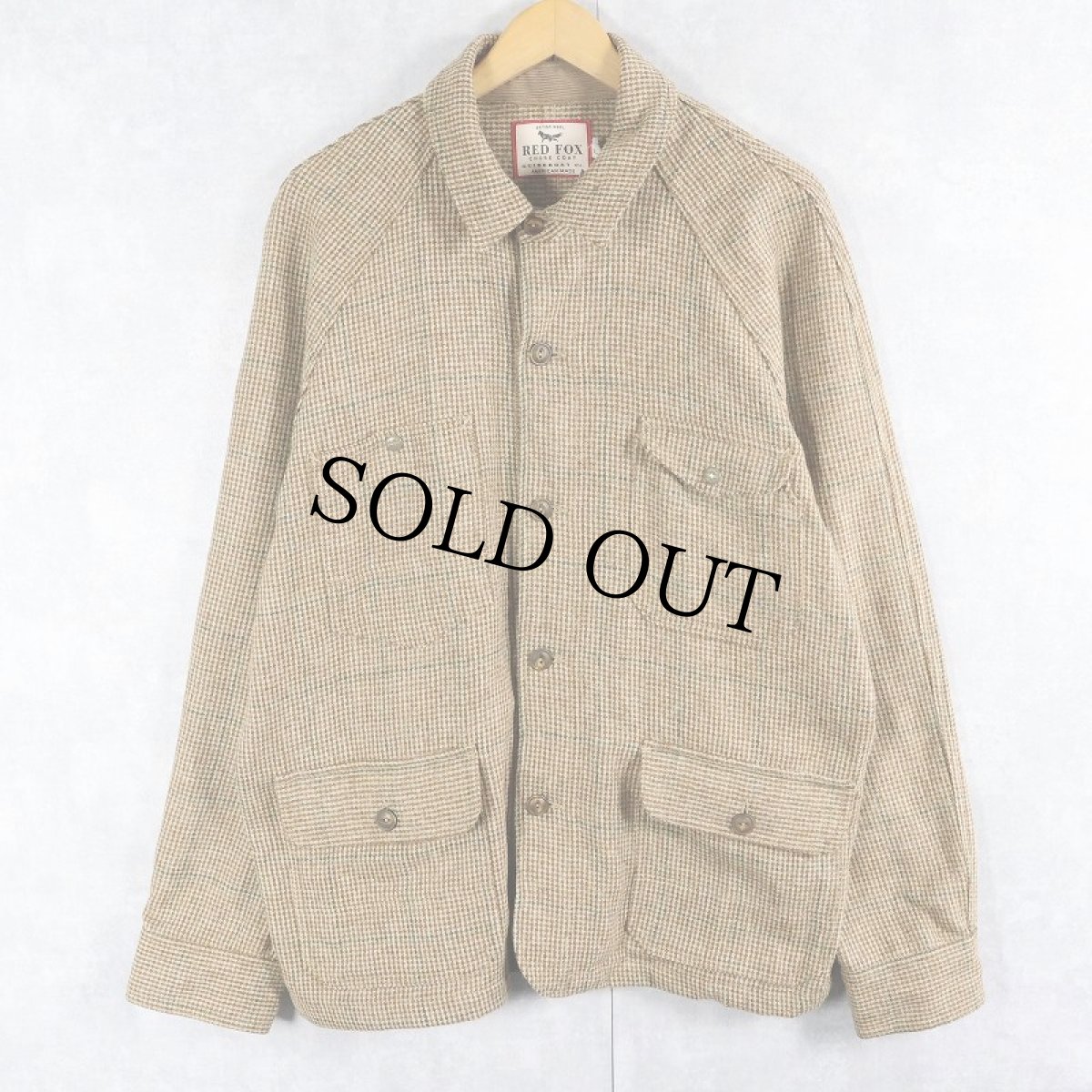 画像1: 90's RED FOX USA製 グレンチェック柄 ウールチョアコート XL (1)